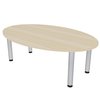 Skutchi Designs 6Ft Oval Conference Table with Silver Post Legs, 4 Person Meeting Room Table, Maple HAR-OVL-46X72-PT-08